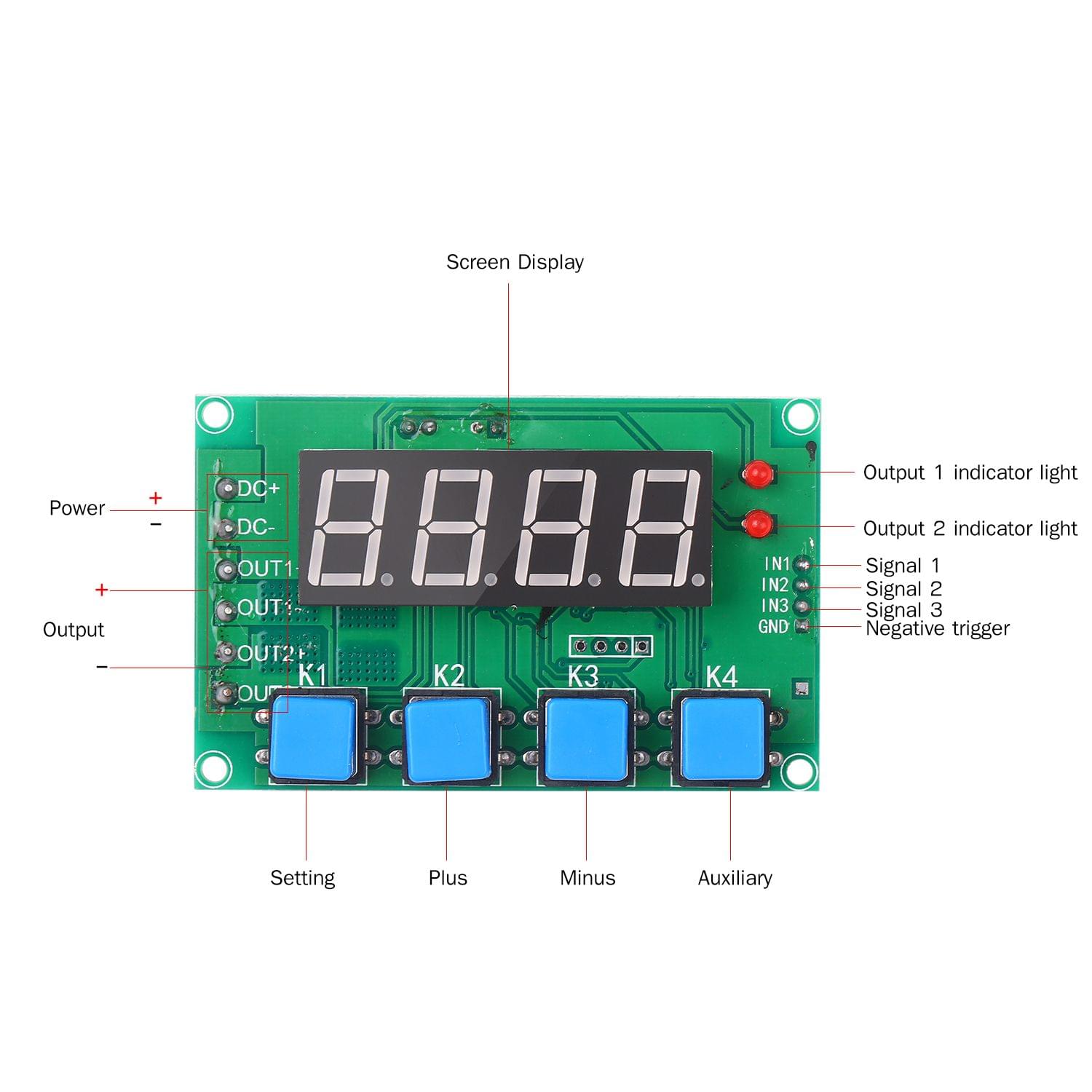7-27V 2-Channel Time Relay Module Digital Time Cycle Delay