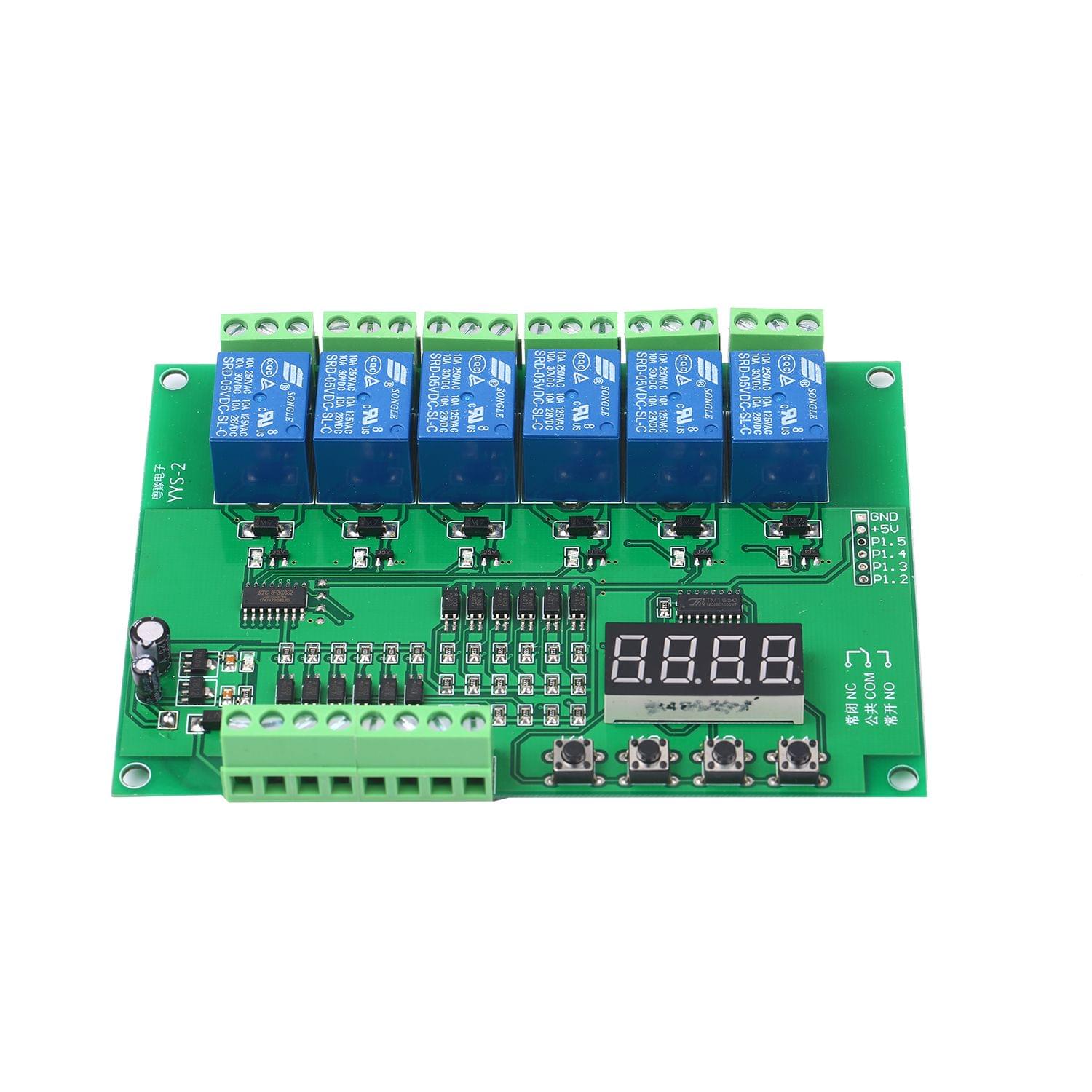 DC 5V Programmable 6-Channel Relay Module Timing Cycle Time - DC 5V