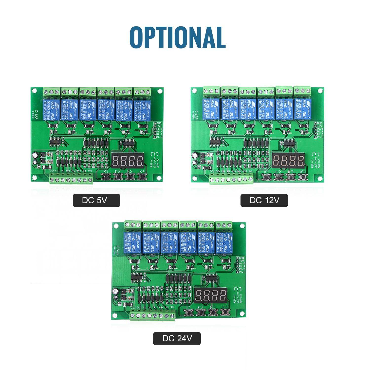 DC 12V Programmable 6-Channel Relay Module Timing Cycle Time - DC 12V