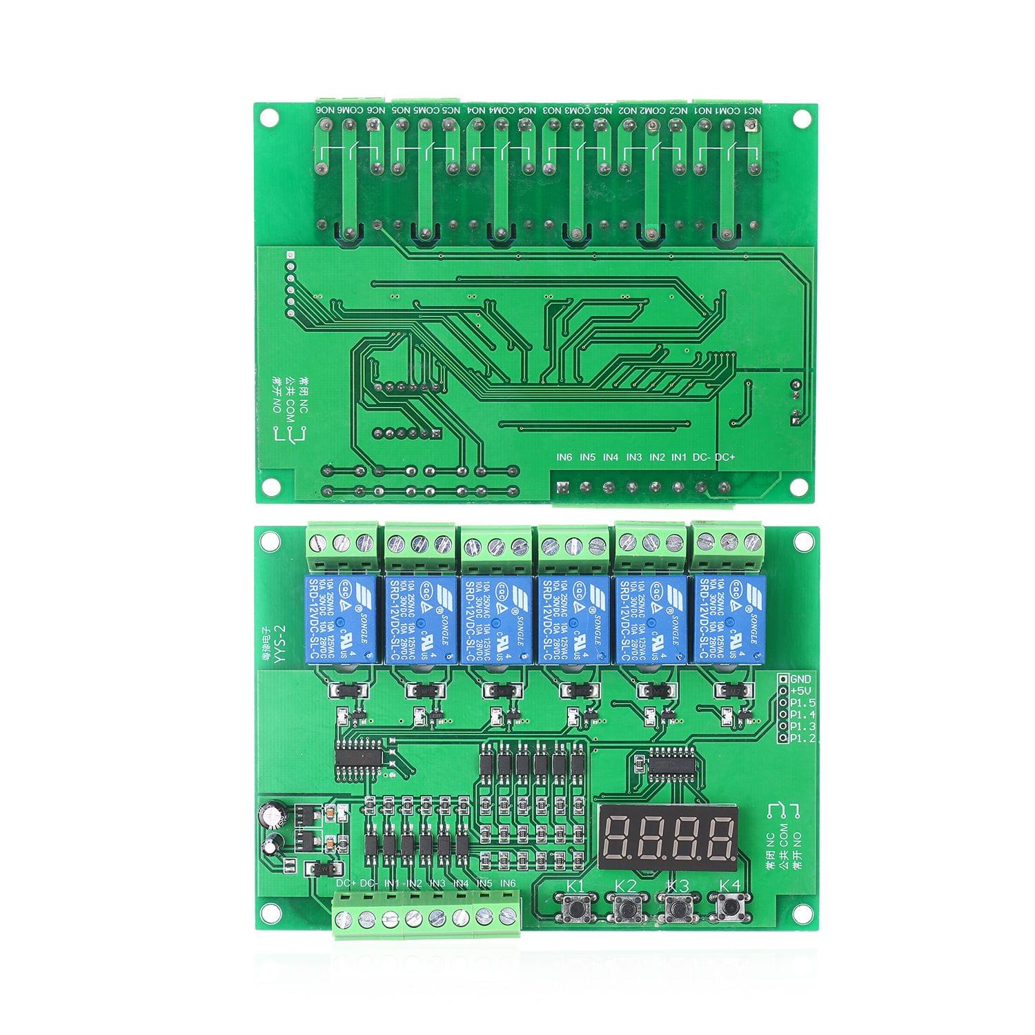 DC 12V Programmable 6-Channel Relay Module Timing Cycle Time - DC 12V