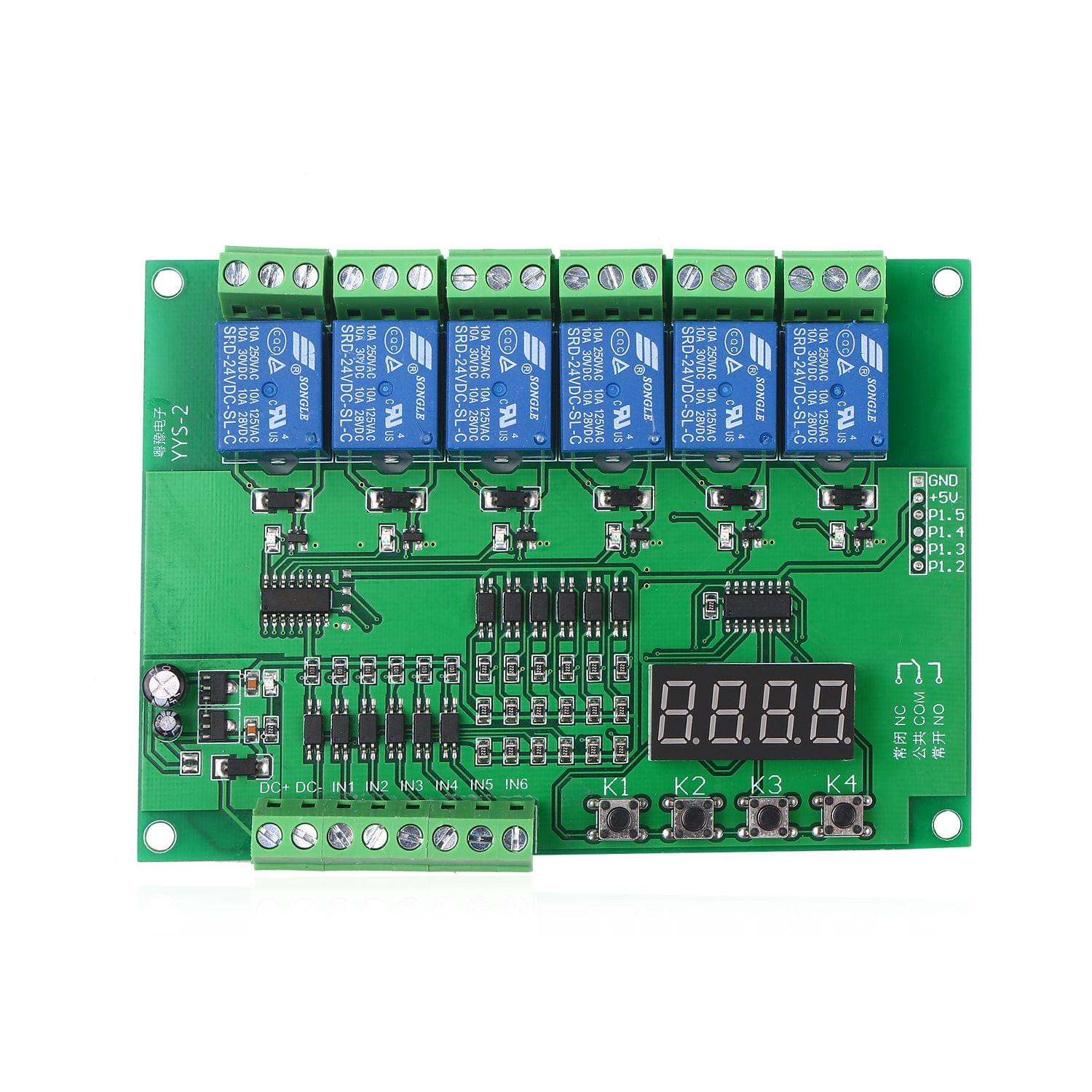 DC 24V Programmable 6-Channel Relay Module Timing Cycle Time - DC 24V