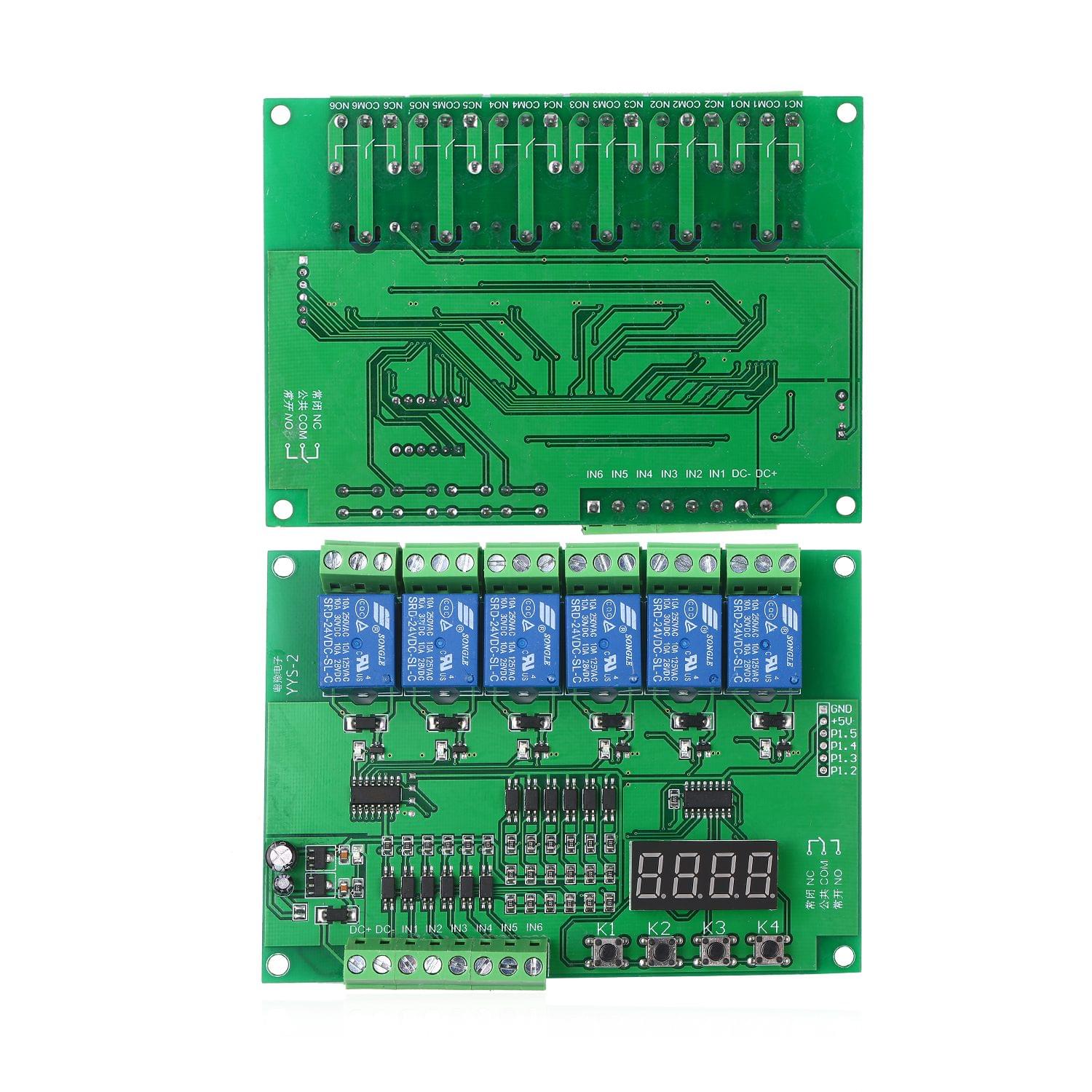 DC 24V Programmable 6-Channel Relay Module Timing Cycle Time - DC 24V