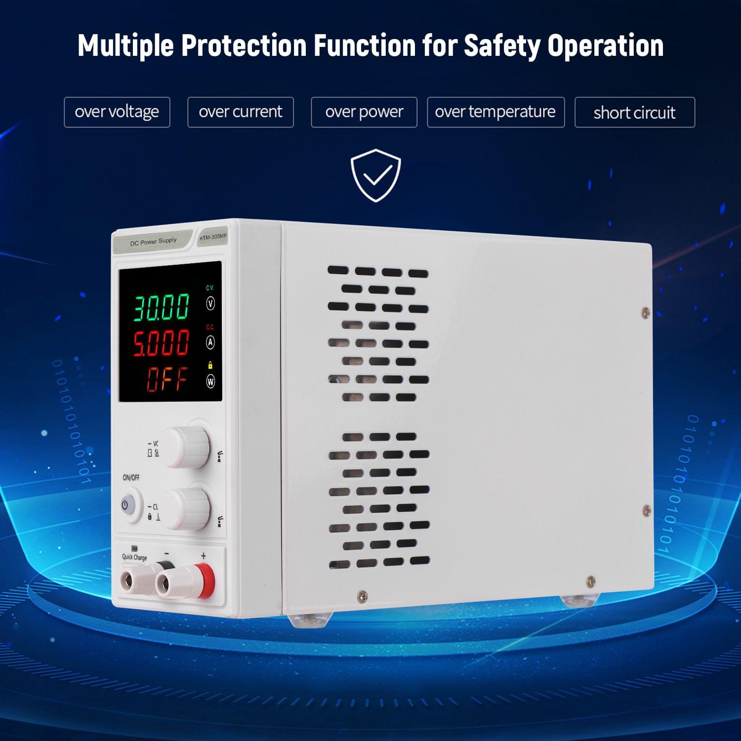 220V 0-30V 0-5A DC Power Supply Power Regulator 4-digit LED - EU Plug