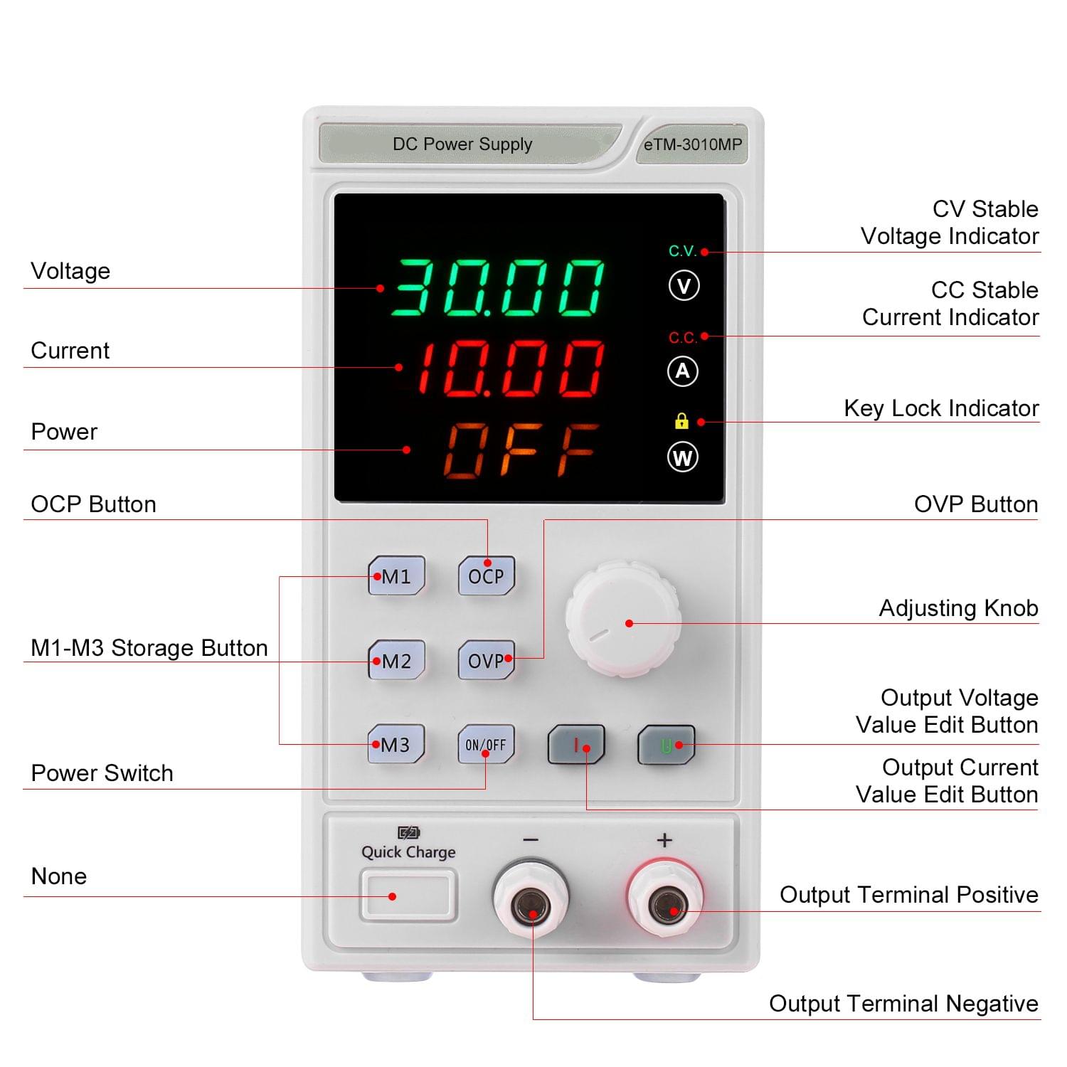 220V 0-30V 0-10A Programmable DC Power Supply Power - EU Plug