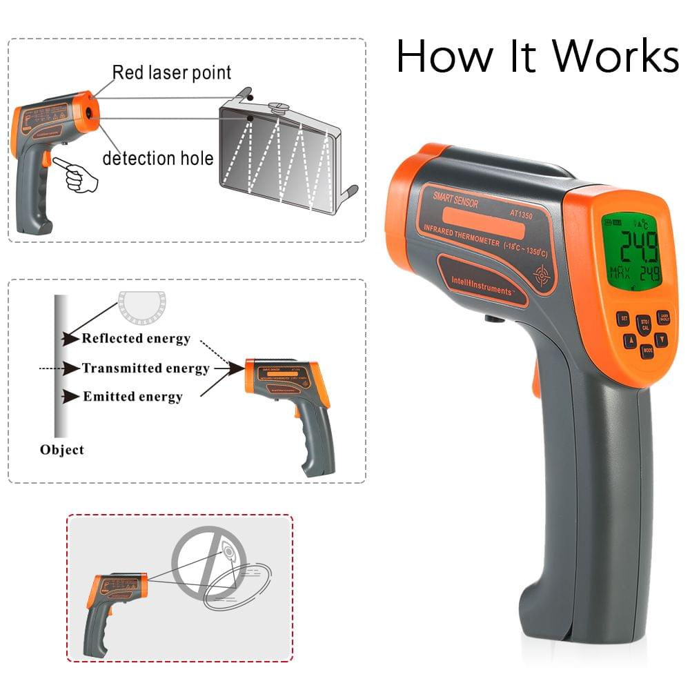 Infrared Thermometer Digital Laser Thermometer Temperature - AT1350