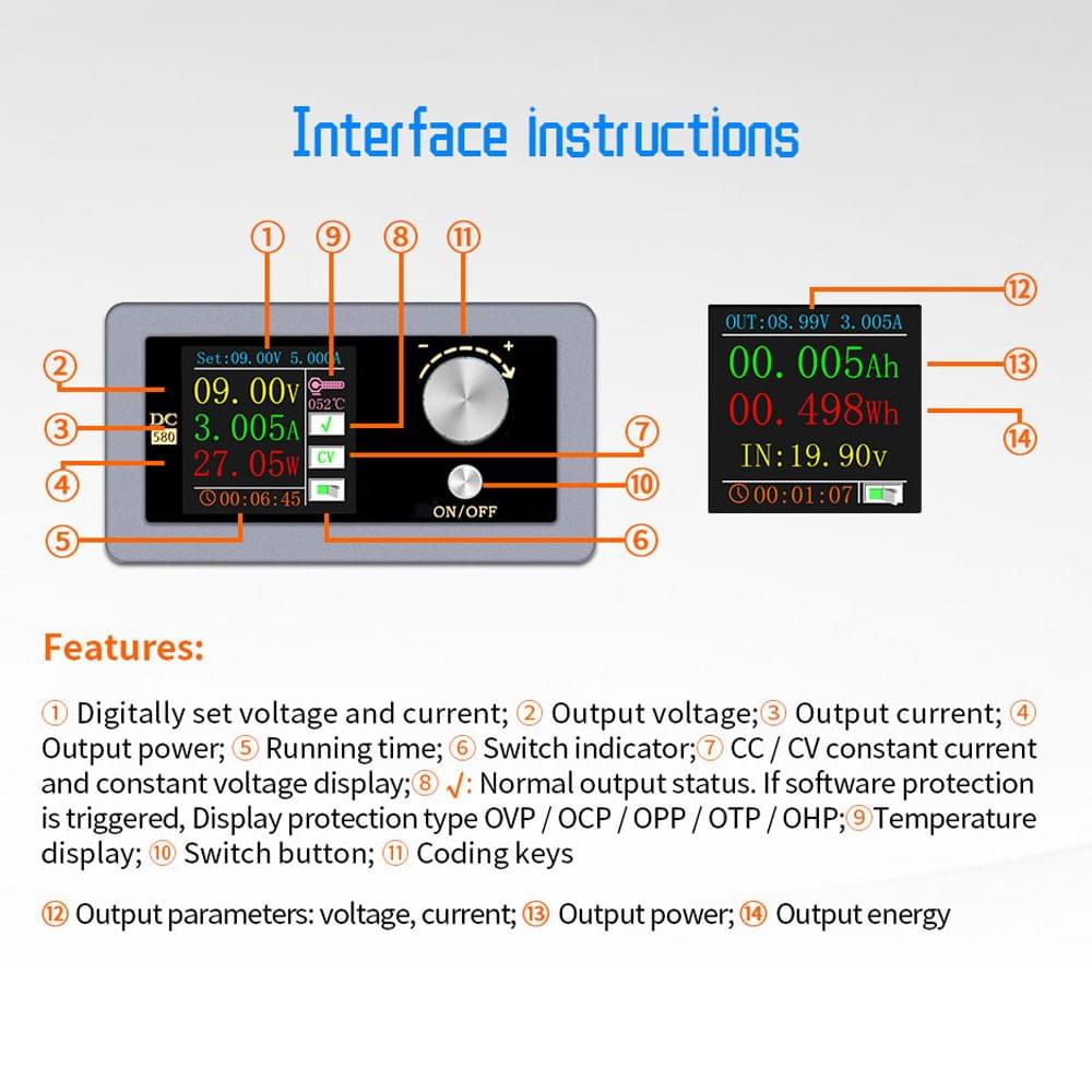 DC DC Buck Converter CC CV Power Module 0.6-30V 5A