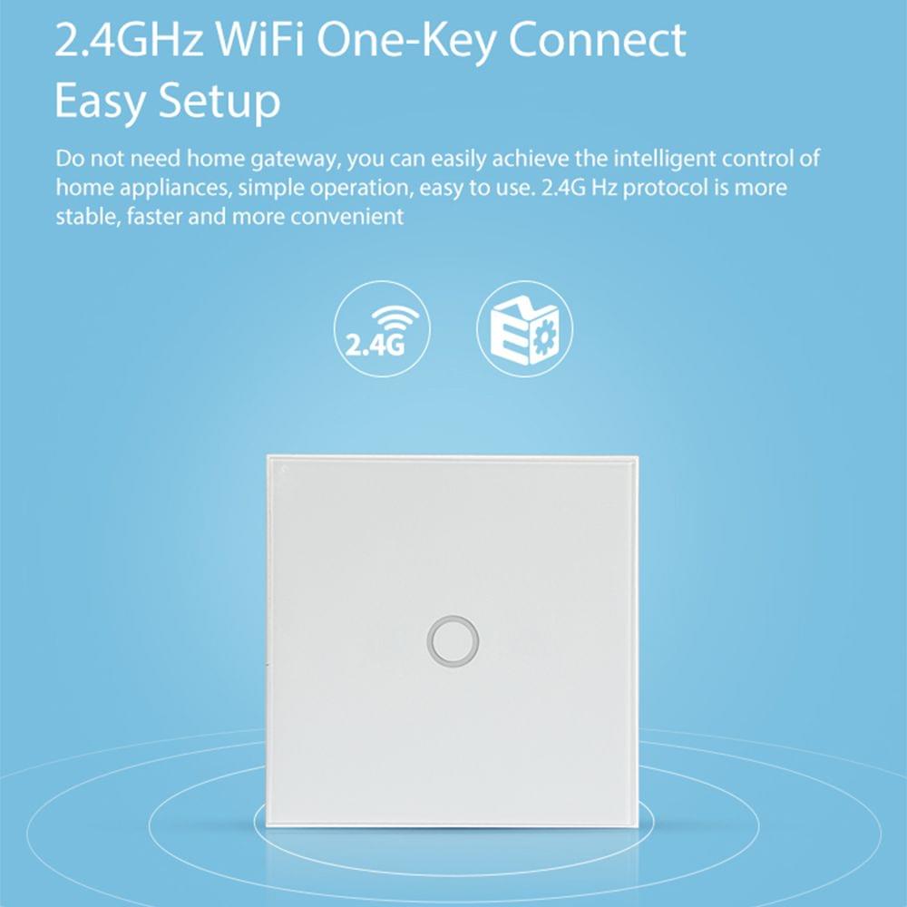 WiFi EU Light Switch 1 Gang 2.4GHz Wifi One-key Connection - EU Type