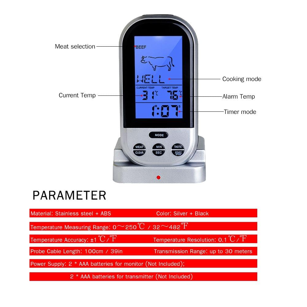 Meat Thermometer Digital LCD BBQ Thermometer with Backlight