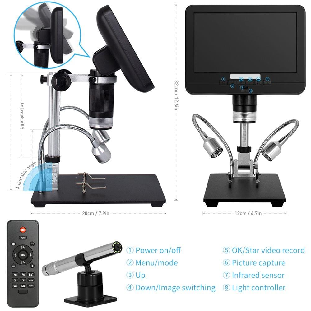 7In 2.0MP 200X Digital Microscope Industrial Inspection - EU Plug
