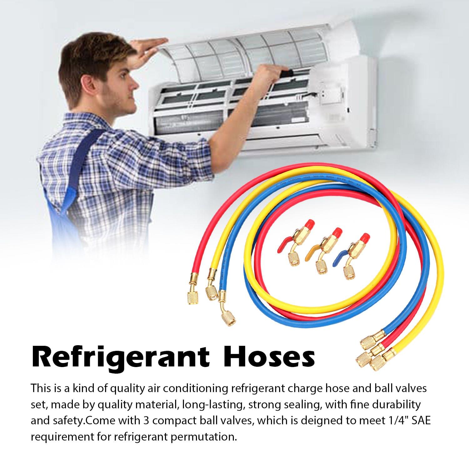 R134A R12 R22 Air Conditioning Refrigerant Charge Hose 1/4''