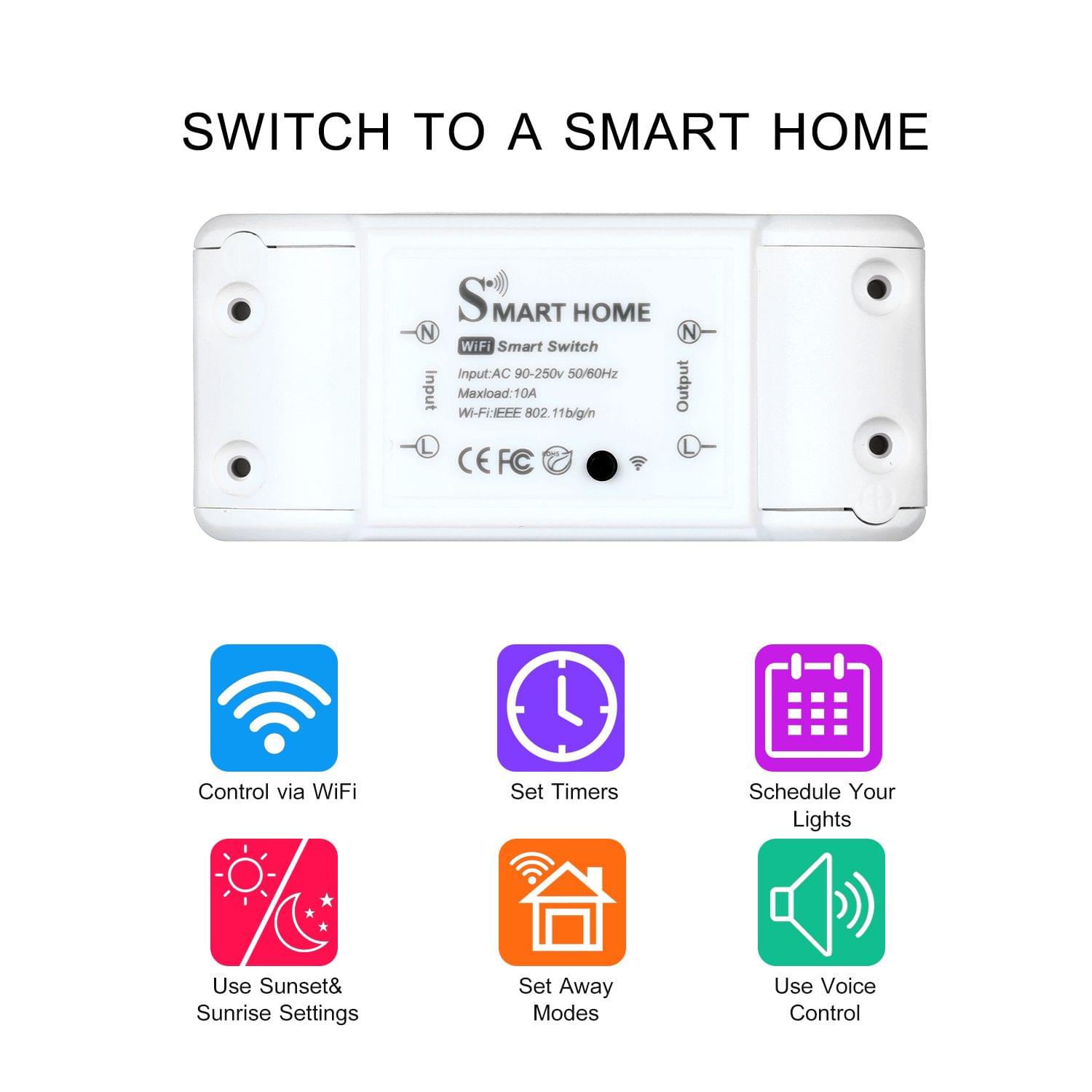 Basic Smart Remote Control Wifi Switch Compatible with - 3 Pack