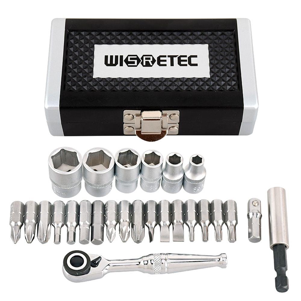 26pcs 1/4 DR Mini Ratchet Wrench Combination Tool Set