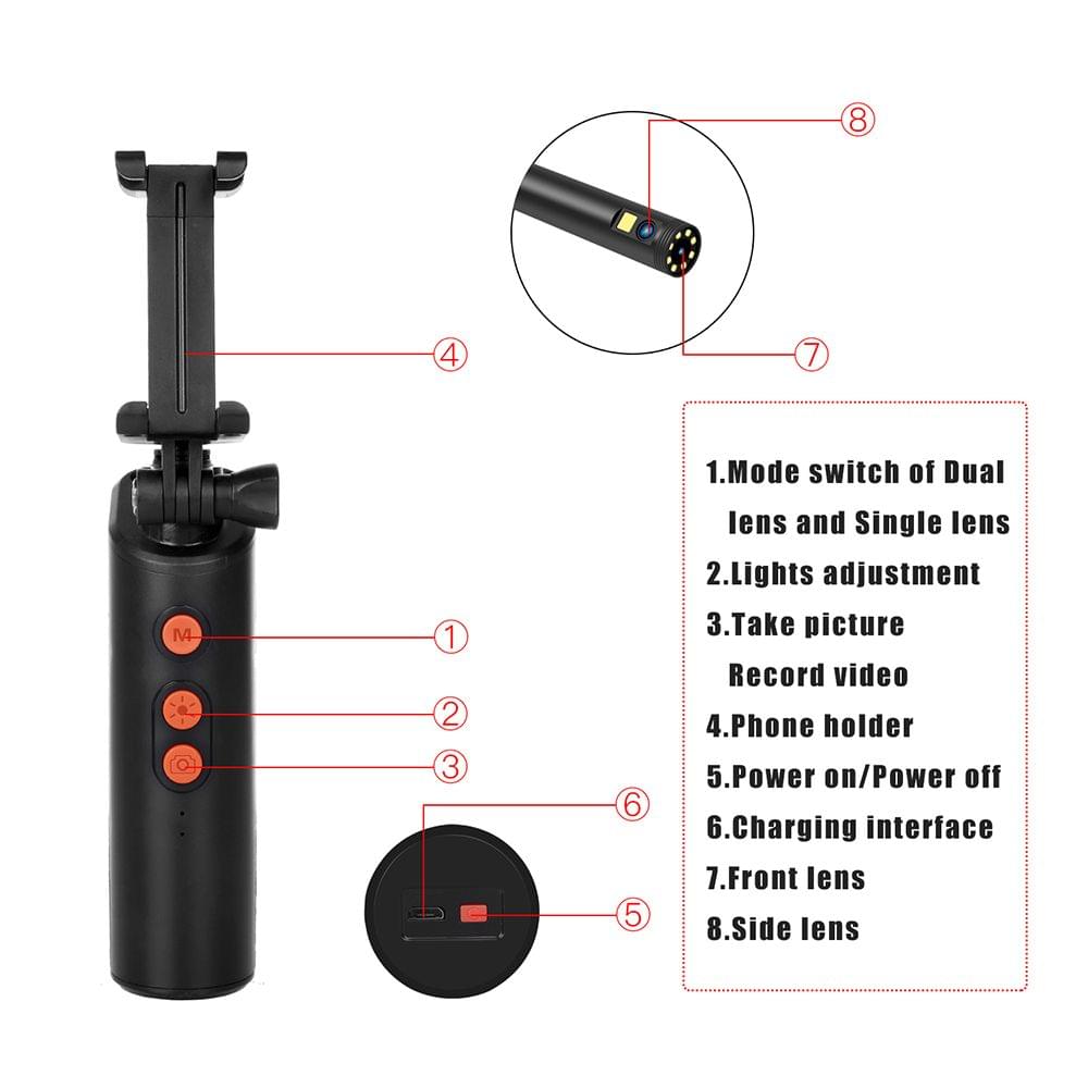 Wirelessly Fidelity Connected Industrial Endoscopy Borescope - 2m