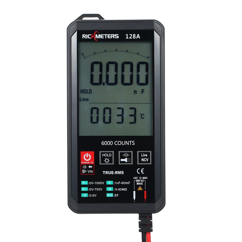 RICHMETERS Digital Multimeter 6000 Counts True-RMS Auto - 128A
