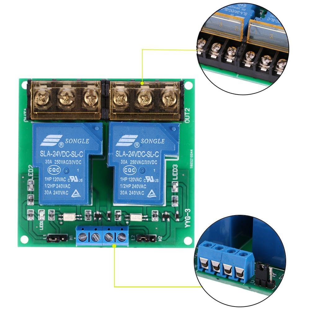 2-Channel DC 24V 30A Relay Board Module Optocoupler - 24v