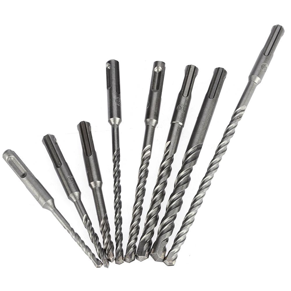 8pcs/set 2 Pits 2 Slots SDS Shank Rotary Hammer Impact Drill