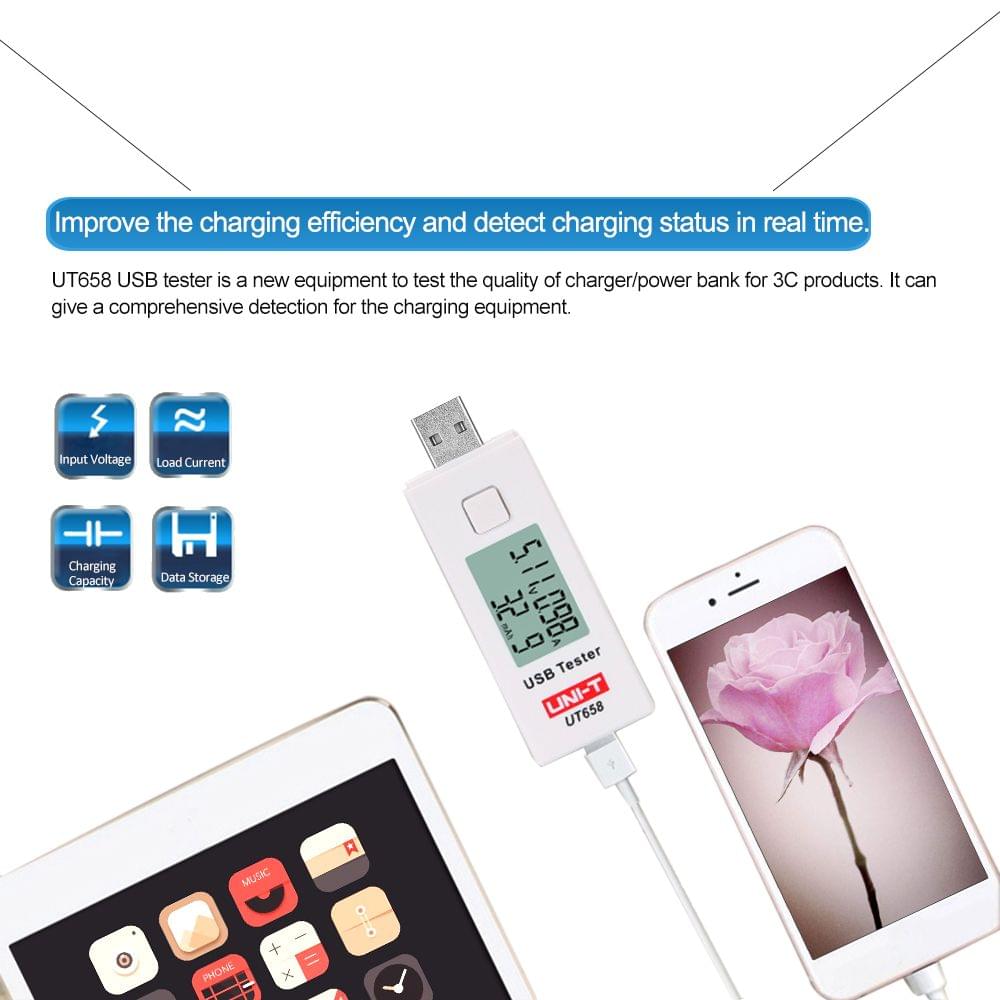 UNI-T UT658 Digital LCD USB Voltage Current Meter U Disk