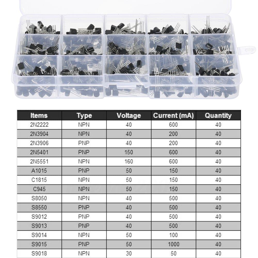 600pcs 15Values*40pcs TO-92 Transistors Pack Transistor
