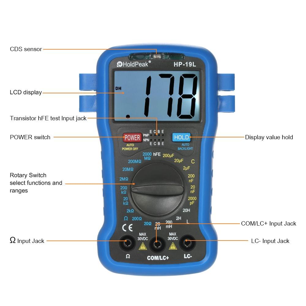 HoldPeak Backlight LCD Digital LCR Multimeter Resistance