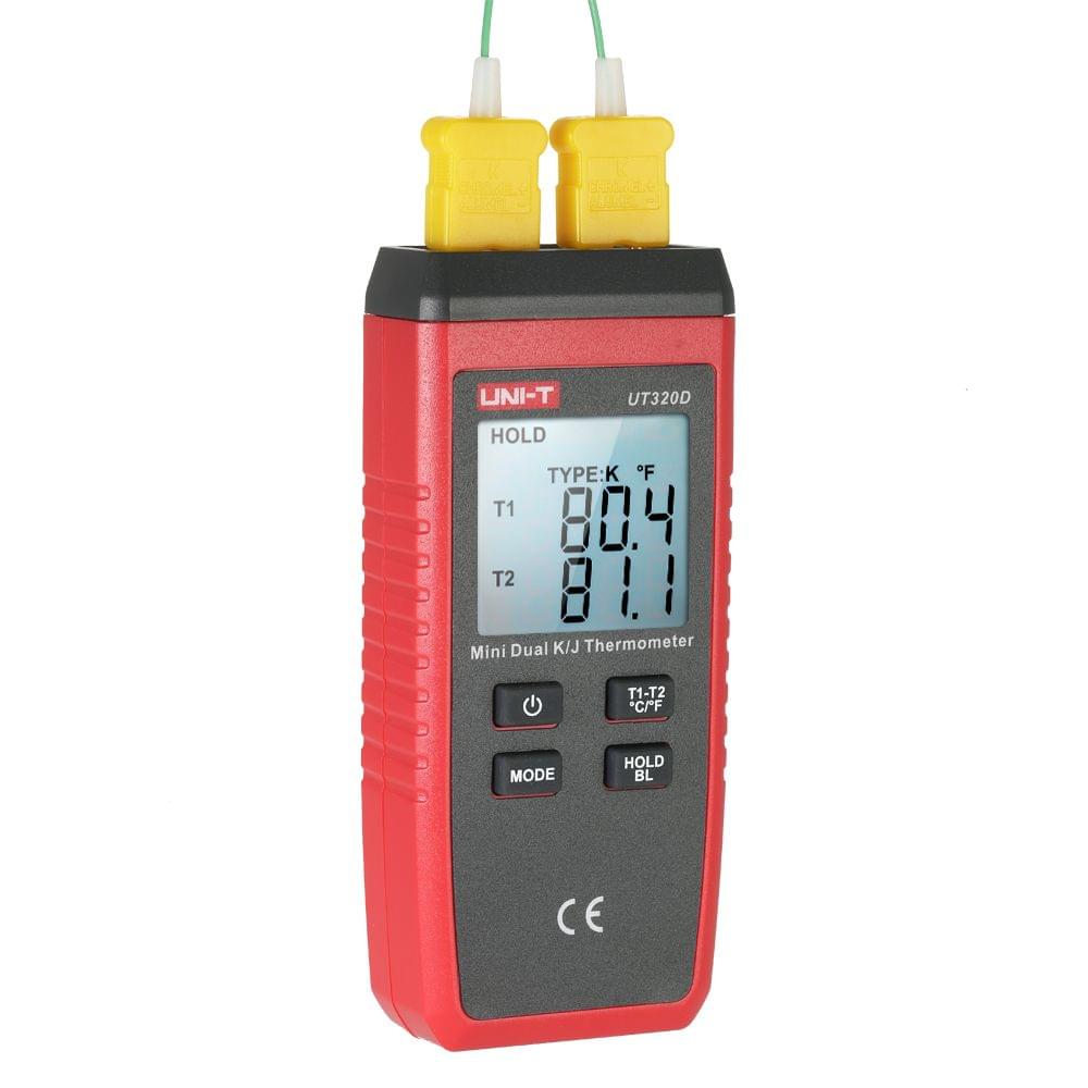 UNI-T UT320D Mini LCD Digital Thermometer 2-Channel Type K/J - 2-Channel