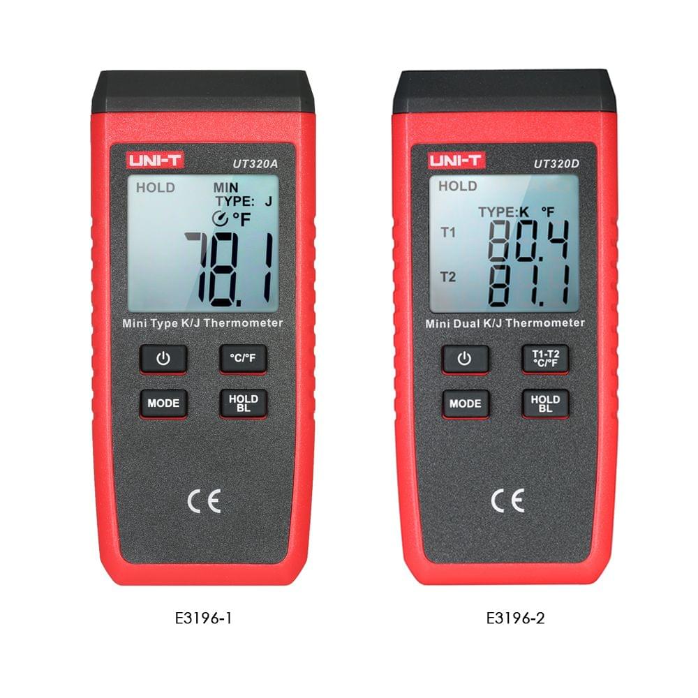 UNI-T UT320D Mini LCD Digital Thermometer 2-Channel Type K/J - 2-Channel