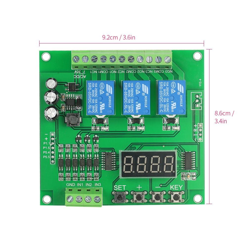 Programmable 3-Channel LED Relay Module DC/AC7V~36V Motor