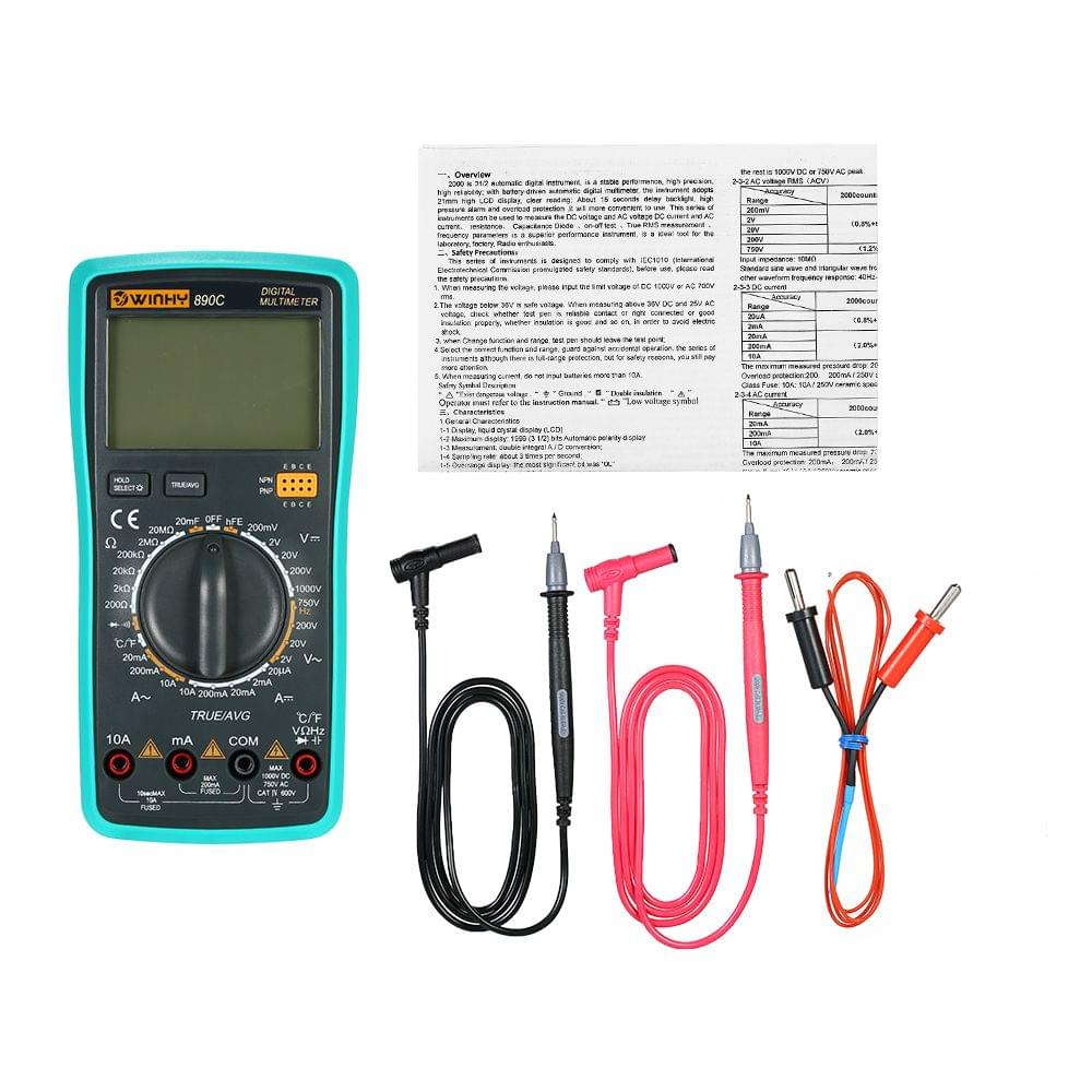 Multi-functional Handheld LCD Digital True RMS Multimeter