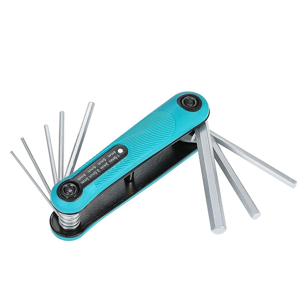 PENGGONG 8PCS Folding Hex Screwdriver Screw Wrench - Blue(Hex Key)