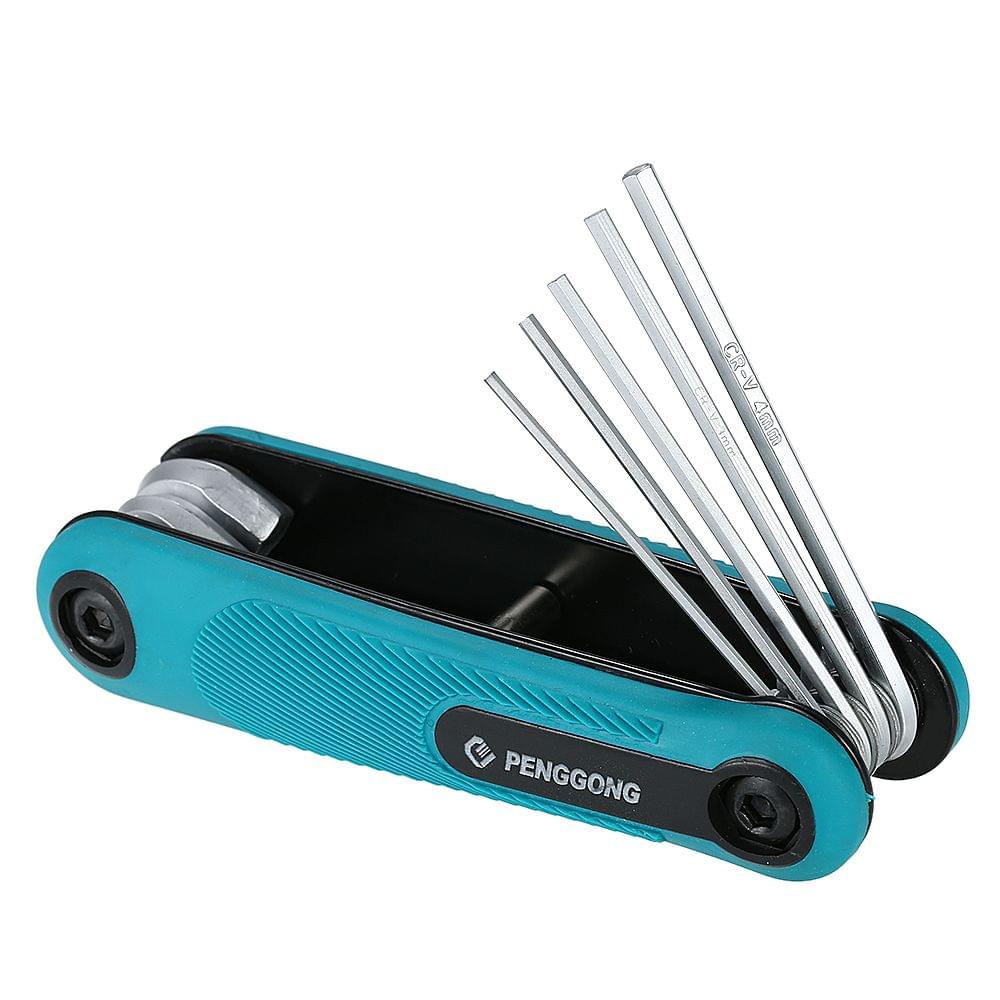 PENGGONG 8PCS Folding Hex Screwdriver Screw Wrench - Blue(Hex Key)