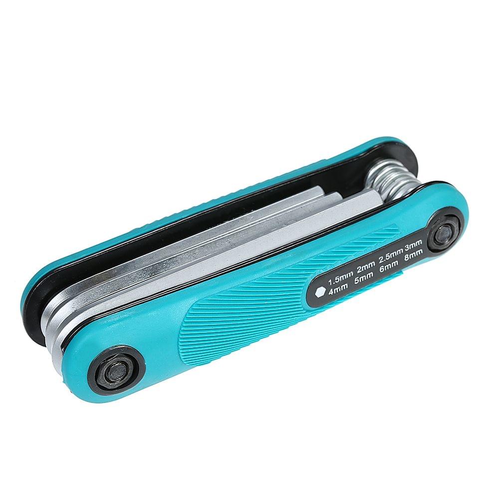 PENGGONG 8PCS Folding Hex Screwdriver Screw Wrench - Blue(Hex Key)
