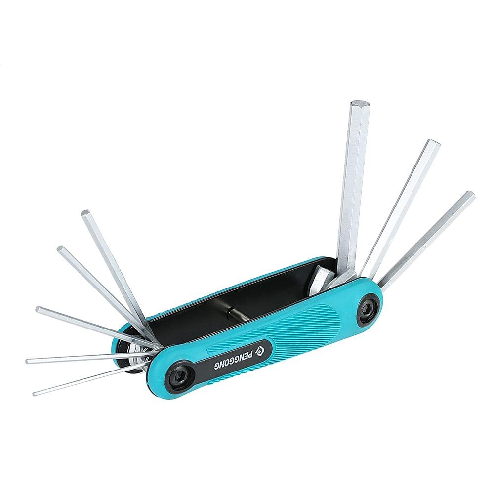 PENGGONG 8PCS Folding Hex Screwdriver Screw Wrench - Blue(Hex Key)