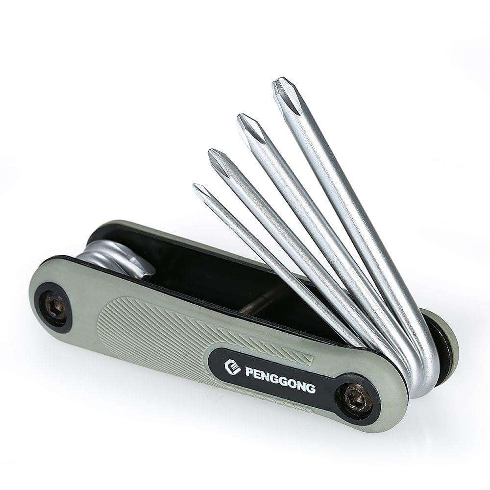 8PCS Folding Hex Screwdriver Screw Wrench - Grey(Slotted&Phillips)