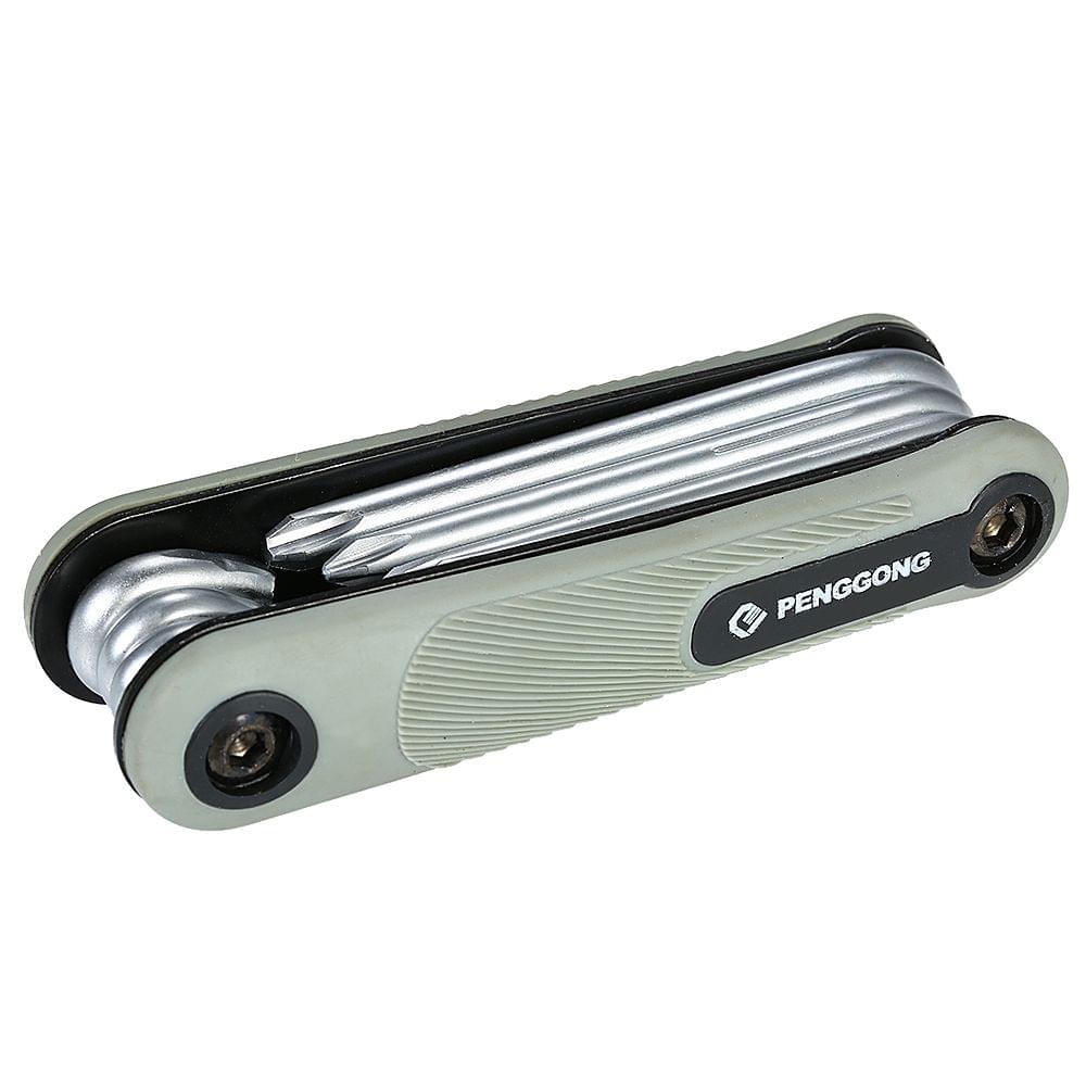 8PCS Folding Hex Screwdriver Screw Wrench - Grey(Slotted&Phillips)