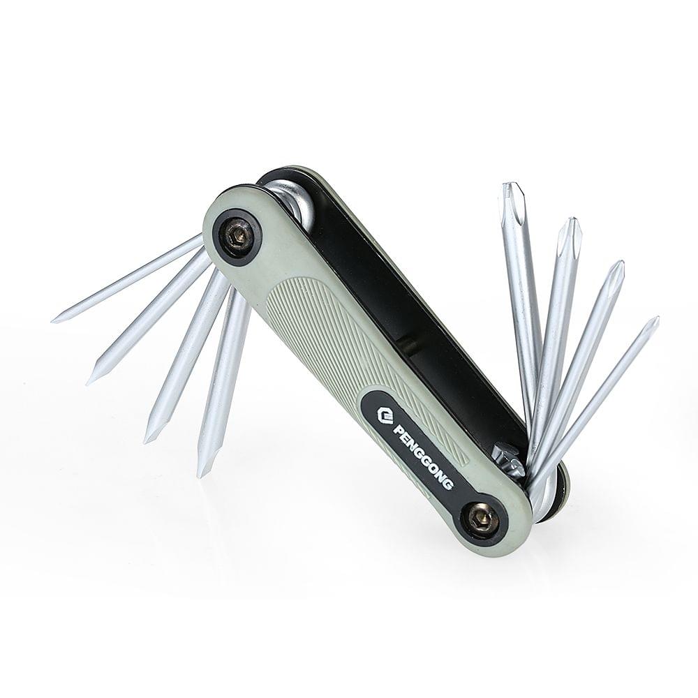 8PCS Folding Hex Screwdriver Screw Wrench - Grey(Slotted&Phillips)