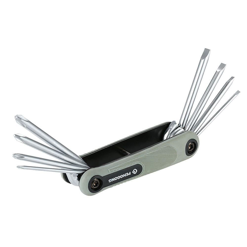 8PCS Folding Hex Screwdriver Screw Wrench - Grey(Slotted&Phillips)