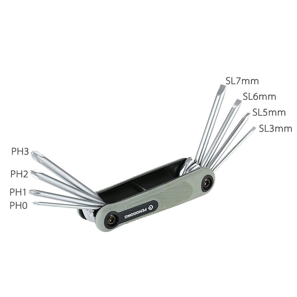8PCS Folding Hex Screwdriver Screw Wrench - Grey(Slotted&Phillips)