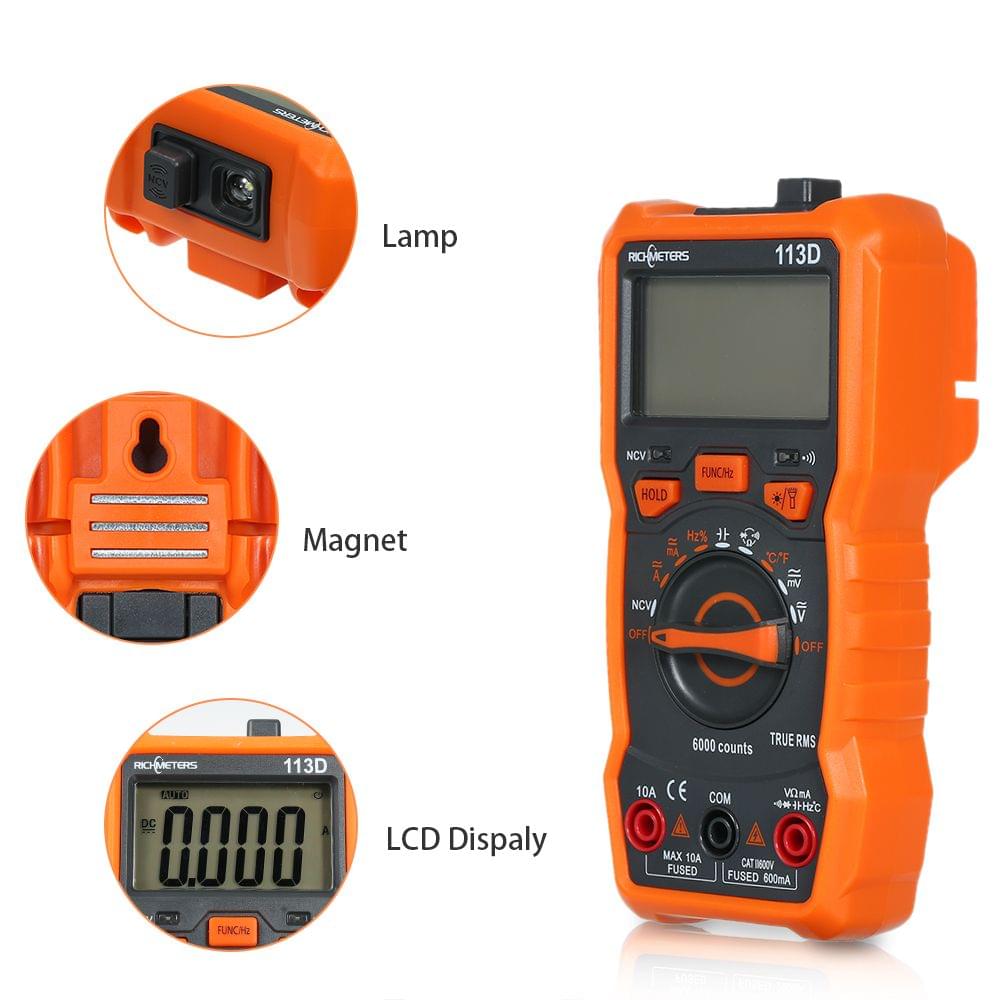 Richmeters RM113D NCV Digital Multimeter 6000 Counts Auto