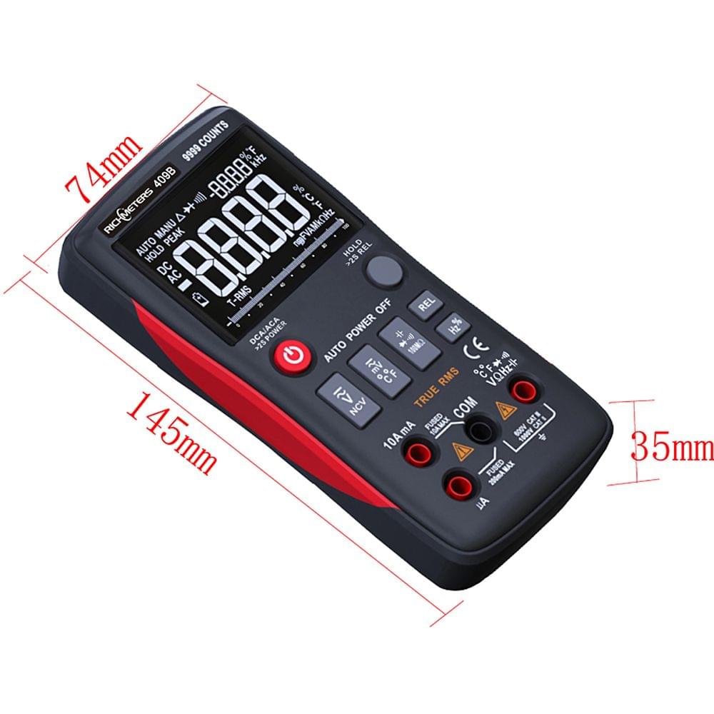 Richmeters RM409B True-RMS Digital Multimeter Button 9999
