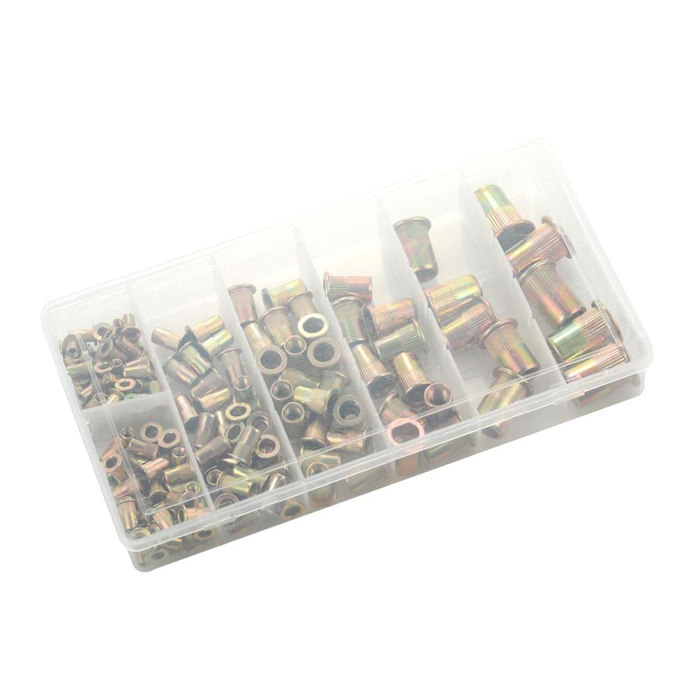165pcs Mixed Zinc Plated Carbon Steel Rivet Nut Kit