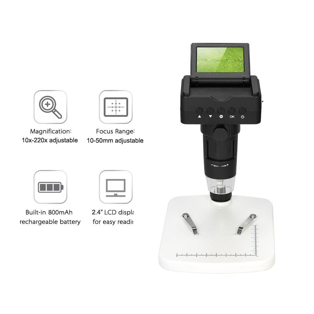 10X-220X Digital Microscope 2.4" LCD 1080P Full HDMI - EU Plug