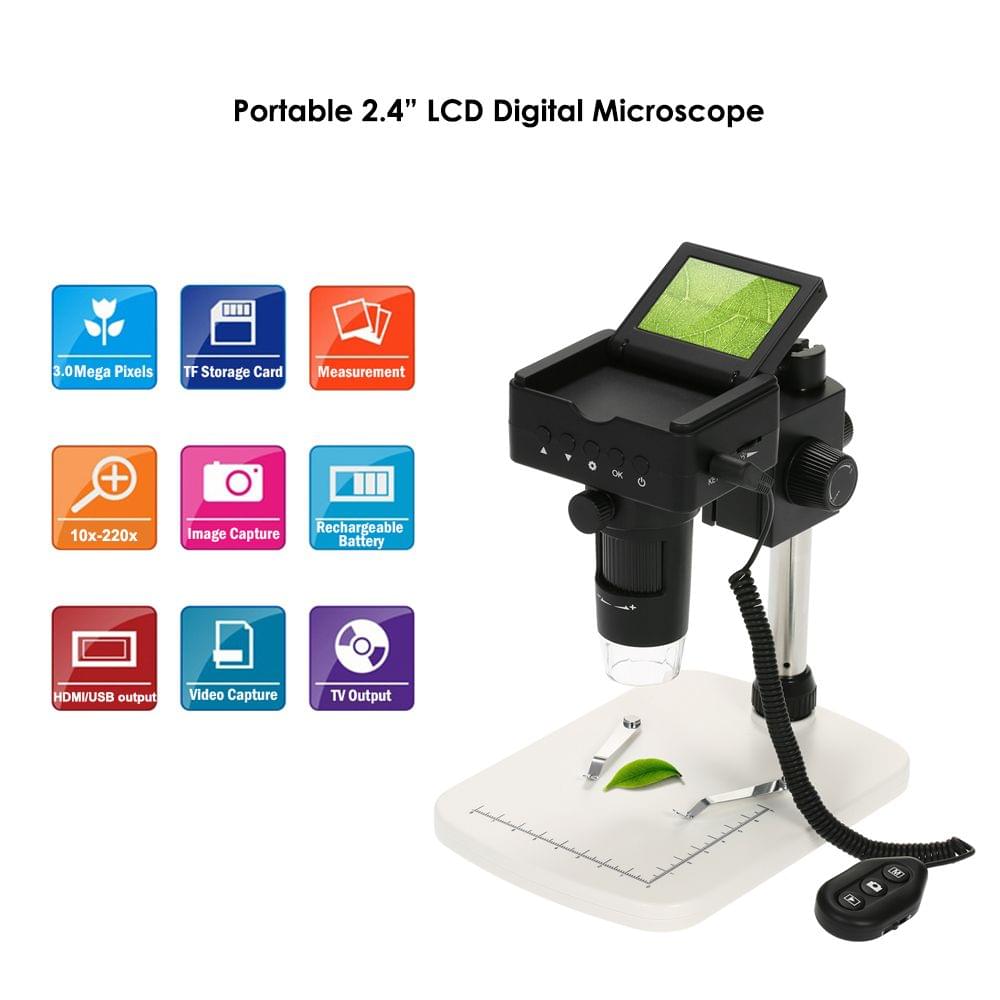 10X-220X Digital Microscope 2.4" LCD 1080P Full HDMI - EU Plug