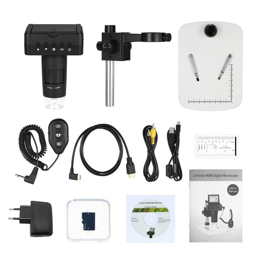 10X-220X Digital Microscope 2.4" LCD 1080P Full HDMI - EU Plug