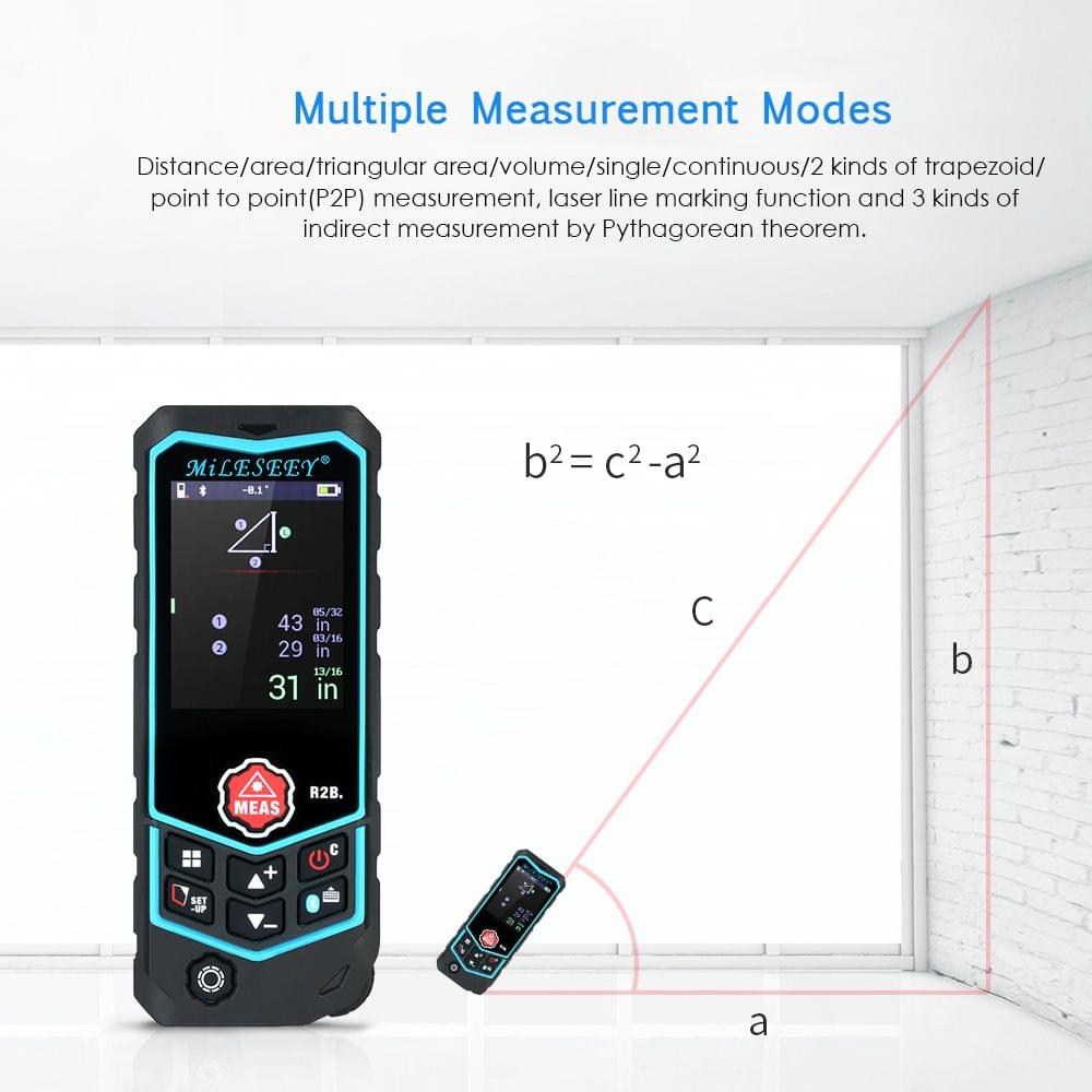MiLESEEY Bluetooth Laser Distance Meter APP Control Handheld - 80m