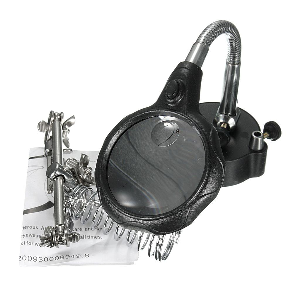 LED Magnifying Magnifier Glass with Light on Stand Clamp Arm