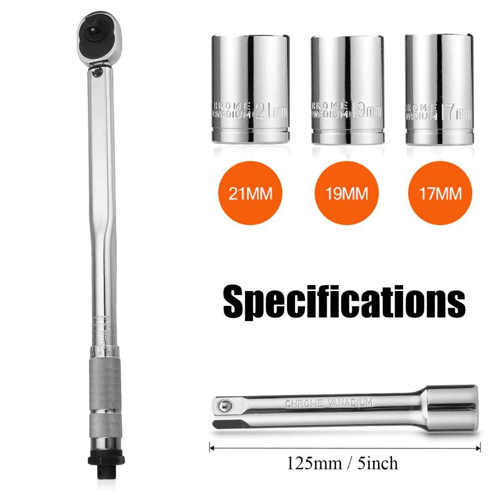 5pcs 1/2" 28-210Nm Adjustable Tire Torque Wrench Set Auto