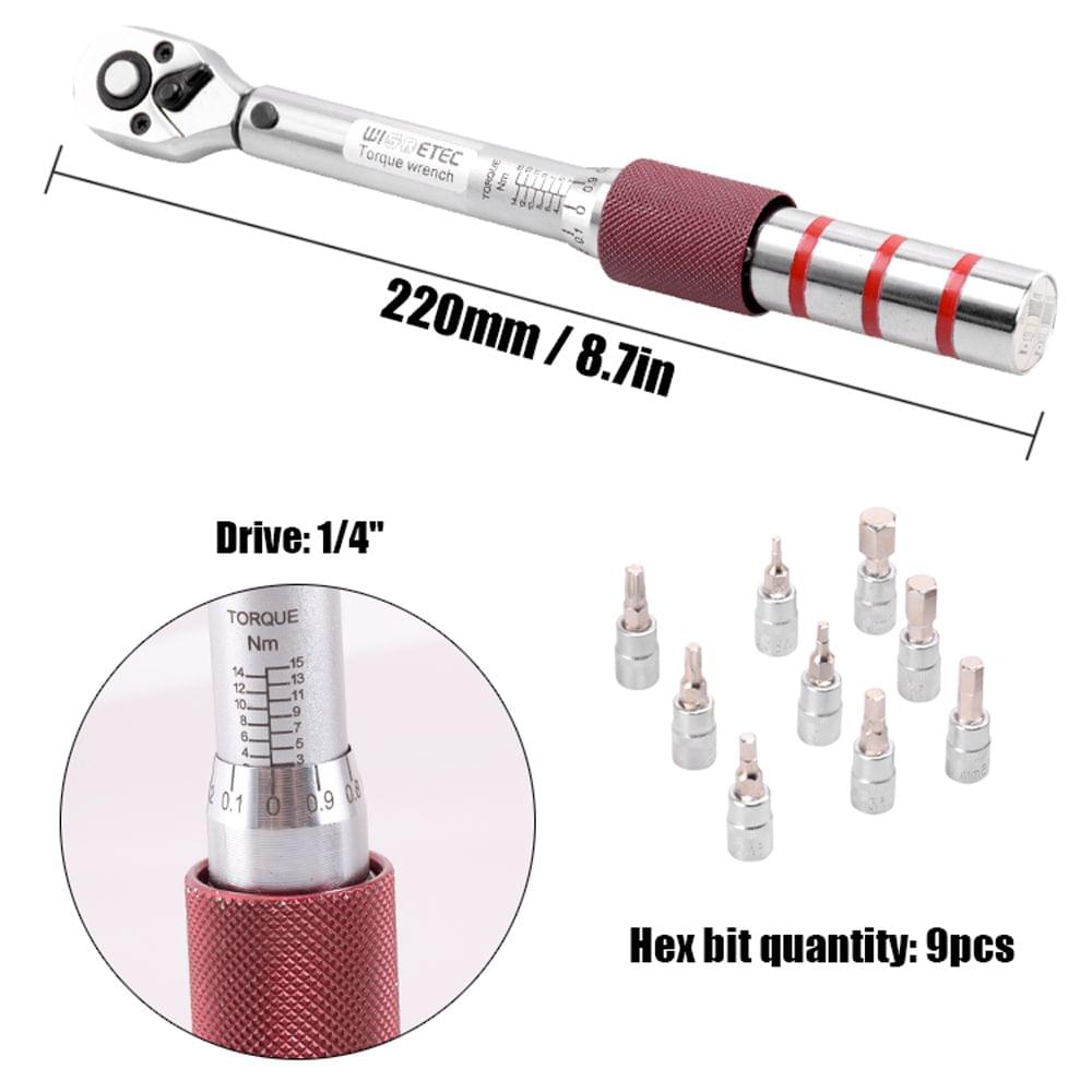 1/4" DR 2-15Nm Mini Adjustable Bike Torque Wrench Set