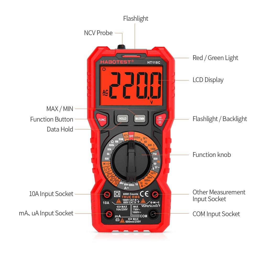 HT118C Digital Multimeter Manual Range Multi-meter