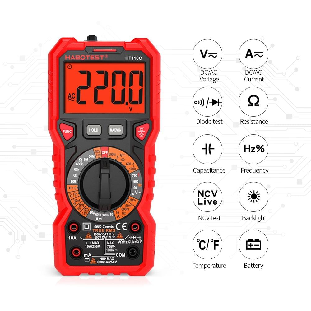 HT118C Digital Multimeter Manual Range Multi-meter