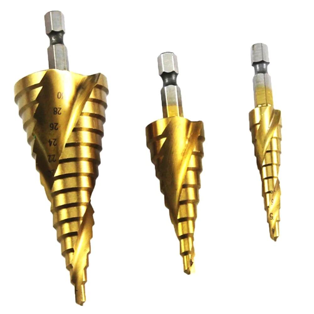 Spiral Grooved Step Drill Bit Set 4mm to 12mm/20mm/32mm Wood