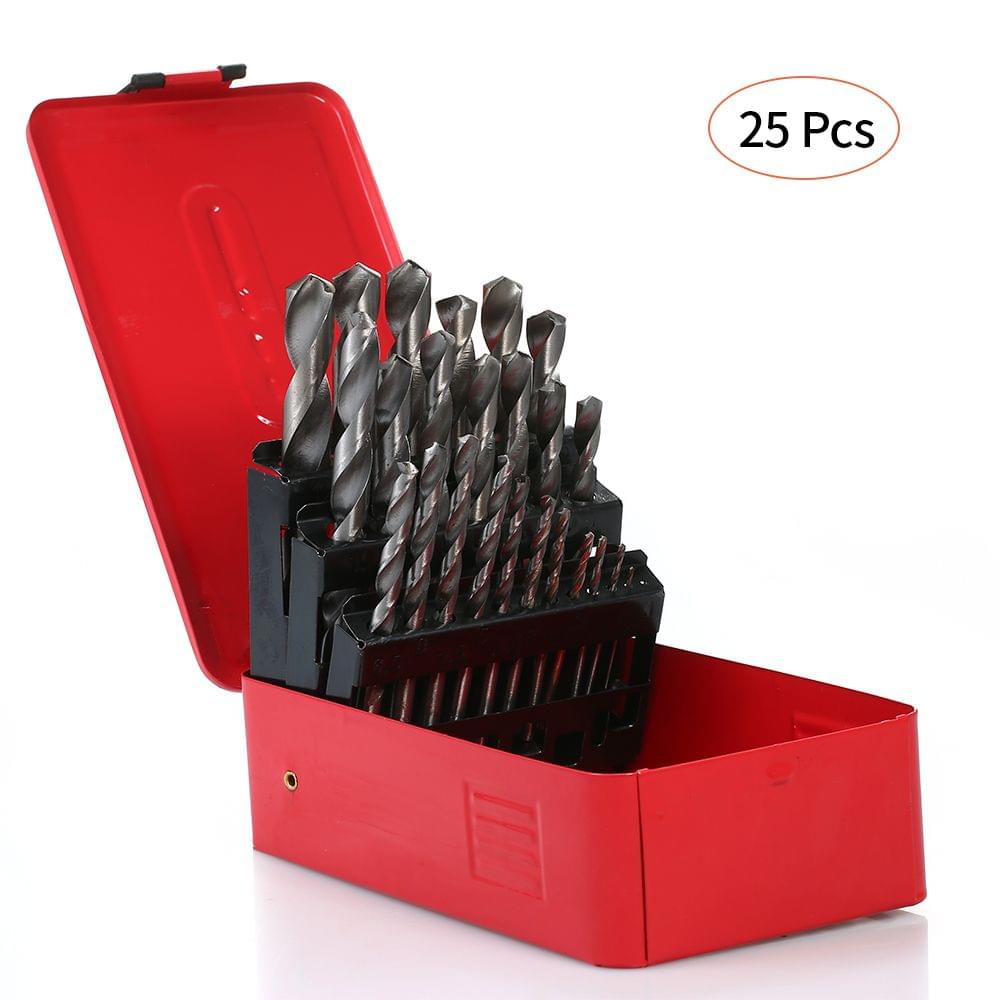 25pcs/set 1.0-13mm Twist Drill Bit Set Good Quality HSS